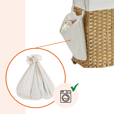 Kôš na bielizeň s kolieskami z umelého ratanu