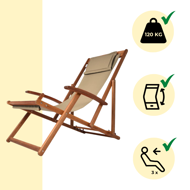 Záhradné lehátko SIENA, 65x87x102cm, bežová