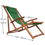 Záhradné lehátko SIENA, 65x87x102cm, zelená