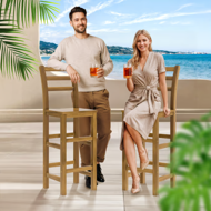 Barové stoličky OSLO s operadlami, 2ks, 40x36x110cm, prírodná hnedá