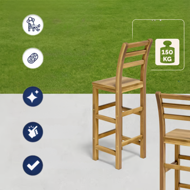 Barové stoličky OSLO s operadlami, 2ks, 40x36x110cm, prírodná hnedá