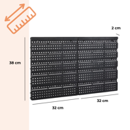 Závesný organizér do dielne ORDER, 30 boxov, 64x2x38cm, červená/čierna