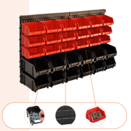 Závesný organizér do dielne ORDER, 30 boxov, 64x2x38cm, červená/čierna