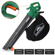 Elektrický vysávač lístia WOLF, 3v1. zelená/čierna