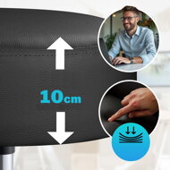 Taburetka na kolieskach OXANA s opierkou na nohy, Ø35cm, čierna