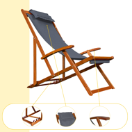 Záhradné lehátko SIENA, 65x87x102cm, antracitová