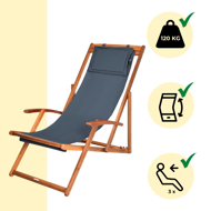 Záhradné lehátko SIENA, 65x87x102cm, antracitová