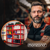 Regál s vysokou nosnosťou HEAVY, max. 875kg, 90x40x180cm, červená