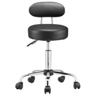 Taburetka na kolieskach s operadlom ROLAND, Ø35cm, čierna