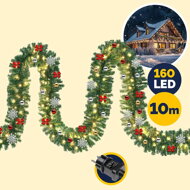 Vianočná girlanda ANDREA s osvetlením, zdobená, 10m, zelená