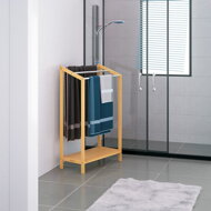 Bambusový stojan na uteráky RUBBY s kovovými tyčami a policou , 51x31x85 cm, hnedá/strieborná