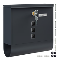 Poštová schránka s valcom na noviny POST, 30,5x10x33,5cm, antracitová