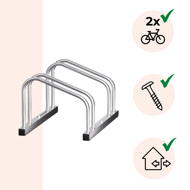 Stojan na 2 bicykle BIKE, 50x32x27cm, strieborná