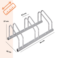 Stojan na 3 bicykle BIKE, 84x32x27cm, strieborná