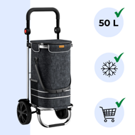 Nákupná taška na kolieskach EASY, 50l, čierna