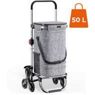 Nákupná taška na kolieskach do schodov COMFORT,50l, šedá