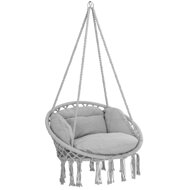 Závesné kreslo BOHO s vankúšmi, Ø61cm, svetlo sivá