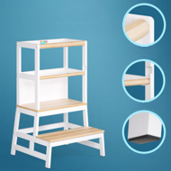 Učiaca veža PLAY borovica, 93x56x49, biela/prírodná hnedá