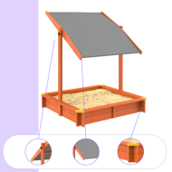 Pieskovisko so strieškou Sami, smrekové drevo, 120x120x120cm