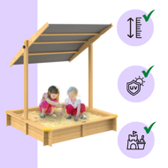 Pieskovisko so strieškou SANDY, smrekové drevo, 120x120x120cm