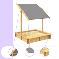 Pieskovisko so strieškou SANDY, smrekové drevo, 120x120x120cm