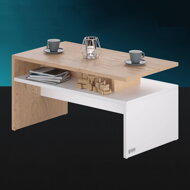 Konferenčný stolík SACRAMENTO, 95x55x50cm, biela/hnedá