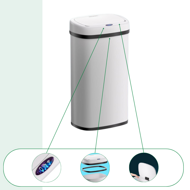 Senzorový odpadkový kôš DEUS, 58 litrov, biela