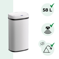 Senzorový odpadkový kôš DEUS, 58 litrov, biela
