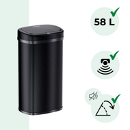Senzorový odpadkový kôš DEUS, 58 litrov, čierna