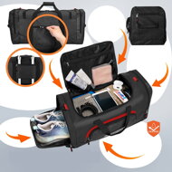 Cestovná taška na rameno JERGY, 90l, 65x32x33cm, čierna