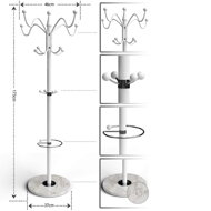 Stojanový vešiak TENZY s mramorovým podstavcom, 37x173cm, biela