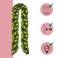 Vianočná girlanda ANDREA s osvetlením, 5m, zelená