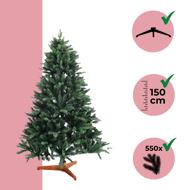 Umelý vianočný stromček FROST, 150cm, zelená