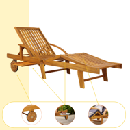 Záhradné lehátko TAMI SUN, 195,5x69x85cm, prírodná hnedá