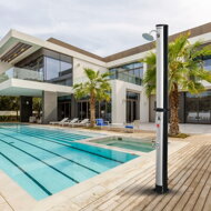 Solárna sprcha KARIBIK, 35 l, čierna/strieborná