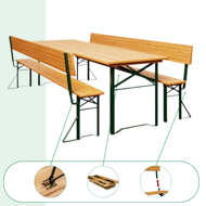 Pivný set PRAKTIK s operadlami, 170cm, hnedá