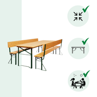 Pivný set PRAKTIK s operadlami, 170cm, hnedá