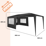 Párty stan NEAPOL, 3x6m, antracitová