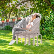 Závesné kreslo BOHO s vankúšmi, Ø61cm, béžová