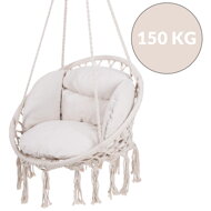Závesné kreslo BOHO s vankúšmi, Ø61cm, béžová
