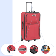 Sada cestovných kufrov TRAVEL, 5-dielna, červená