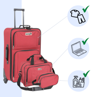 Sada cestovných kufrov TRAVEL, 5-dielna, červená