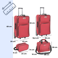 Sada cestovných kufrov TRAVEL, 5-dielna, červená