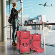 Sada cestovných kufrov TRAVEL, 5-dielna, červená