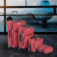 Sada cestovných kufrov TRAVEL, 5-dielna, červená