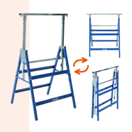 Teleskopické lešenárske kozy DANNY, sada 2 ks, max. 200 kg, 60 x 56 x 81-130cm, strieborná/modrá