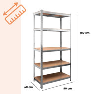 Regál s vysokou nosnosťou HEAVY, max. 875kg, 90x40x180cm, strieborná