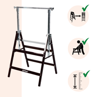 Teleskopické lešenárske kozy DANNY, sada 2 ks, max. 200 kg, 60 x 56 x 81-130cm, strieborná/čierna