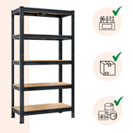 Regál s vysokou nosnosťou HEAVY, max. 875kg, 90x40x180cm, čierna