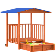 Pieskovisko s verandou SUNNY, 130x130x143cm, hnedá/modrá